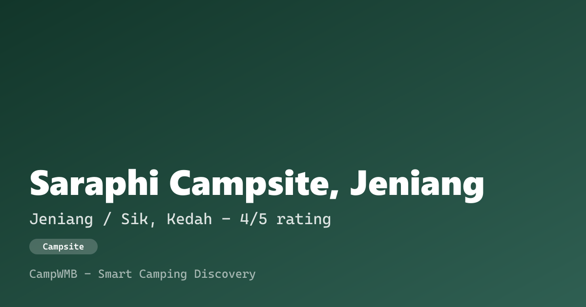 Visual sementara Saraphi Campsite, Jeniang